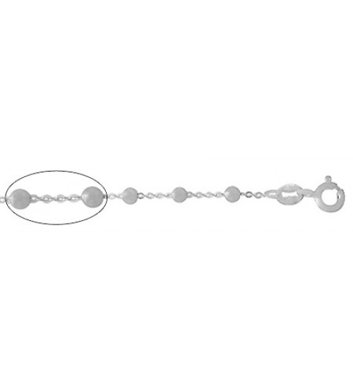 3mm Beaded Oval Link Chain, 7" - 30" Length, Sterling Silver